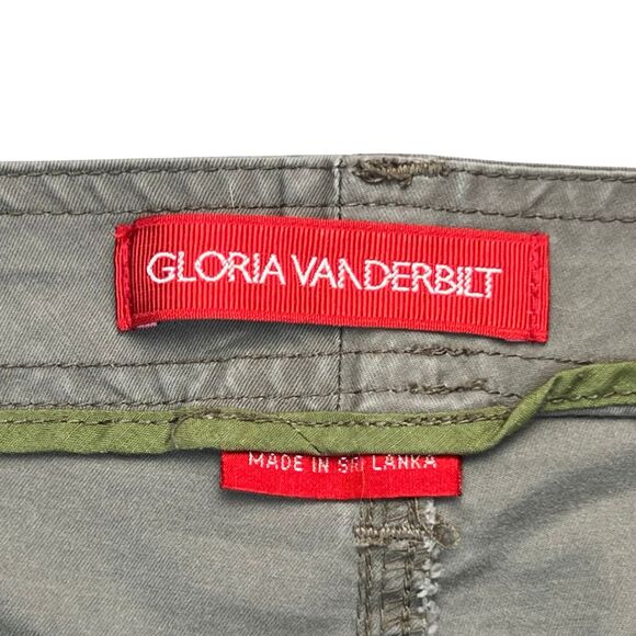 Gloria Vanderbilt Pants 9 Green Straight Leg Casual Trousers Chino Twill Pants - Picture 9 of 11